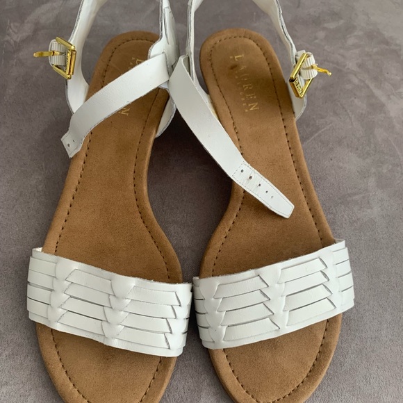 Lauren Ralph Lauren White Leather Sandals size 9.5B - Picture 5 of 14